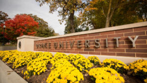 Drake University campus entrance.